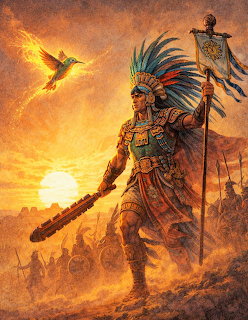 Aztec Warrior at Sunset