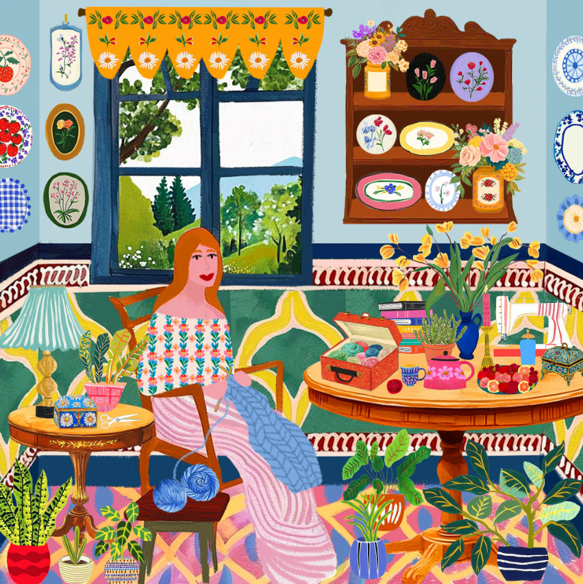 Cozy Knitting Room