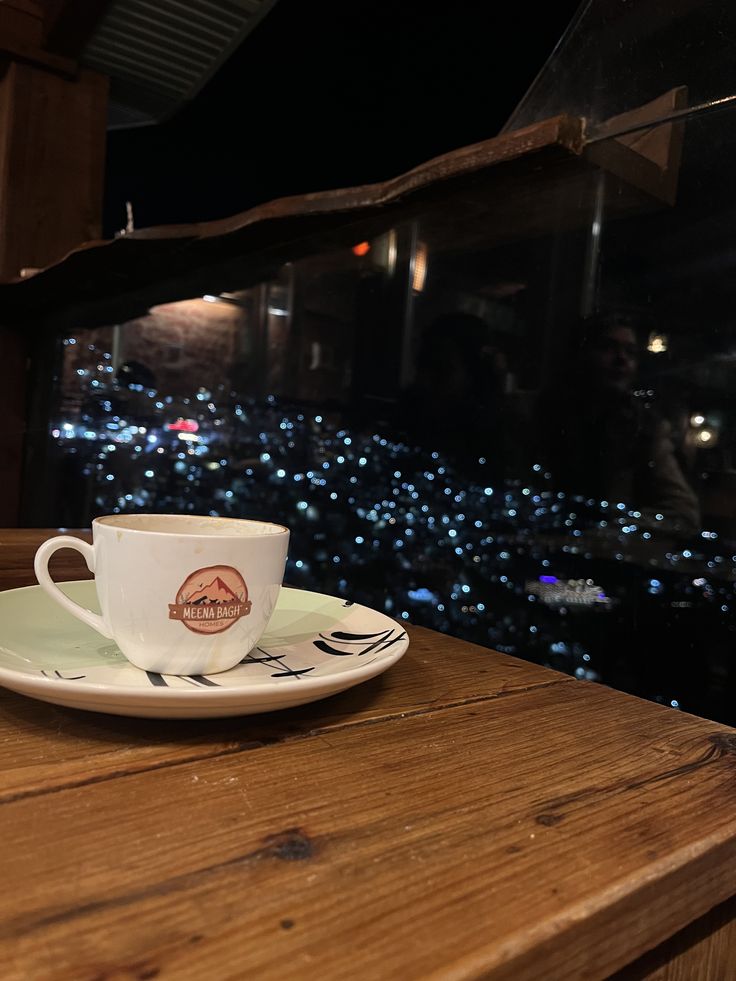 Warm, cozy cafe interior with wooden decor and ambient lighting
