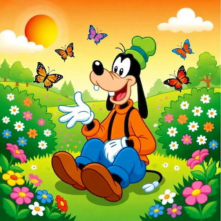 Goofy in Flower Garden