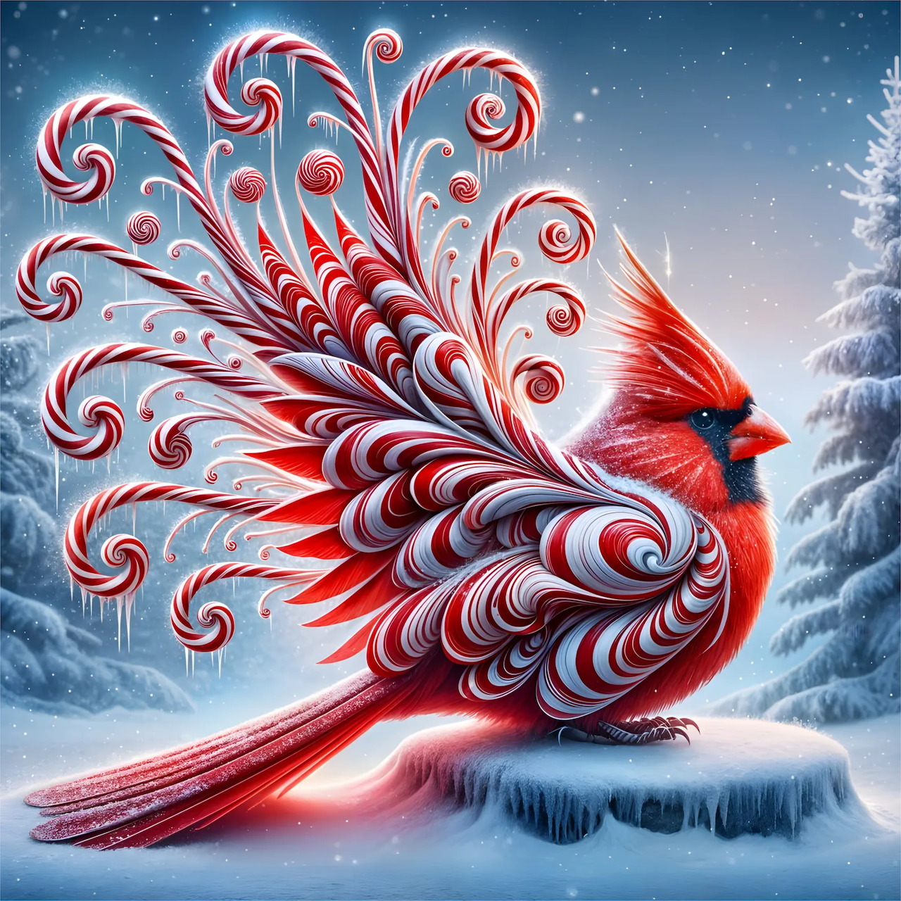 Cardinal Candy Cane Fantasy