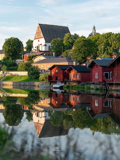 Red Waterfront Houses Finland