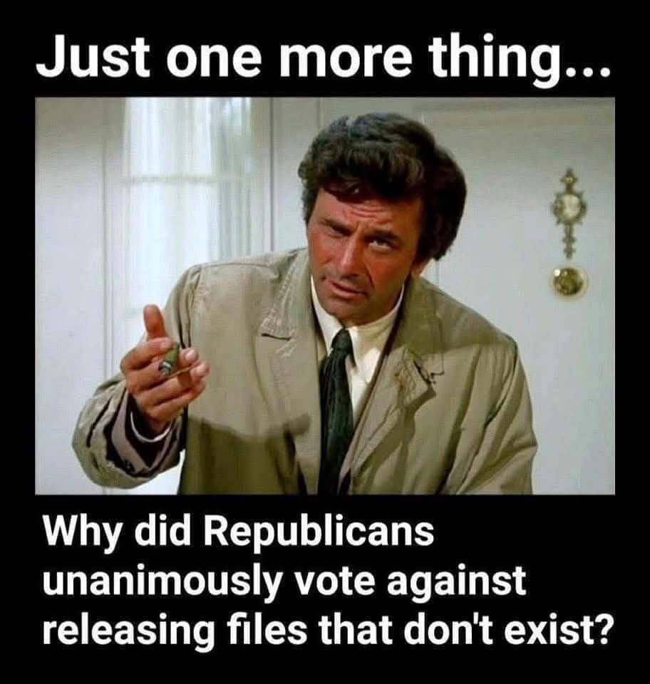 Columbo meme with political text about Republican voting