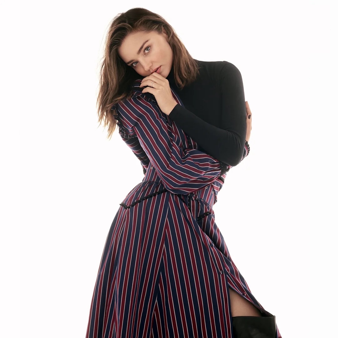 Woman in Striped Dress