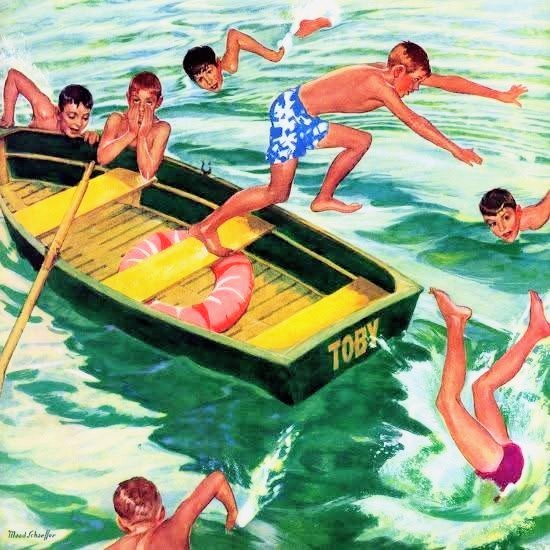 Rowboat Diving Illustration