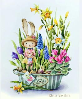 Buny in Spring Flower Basket