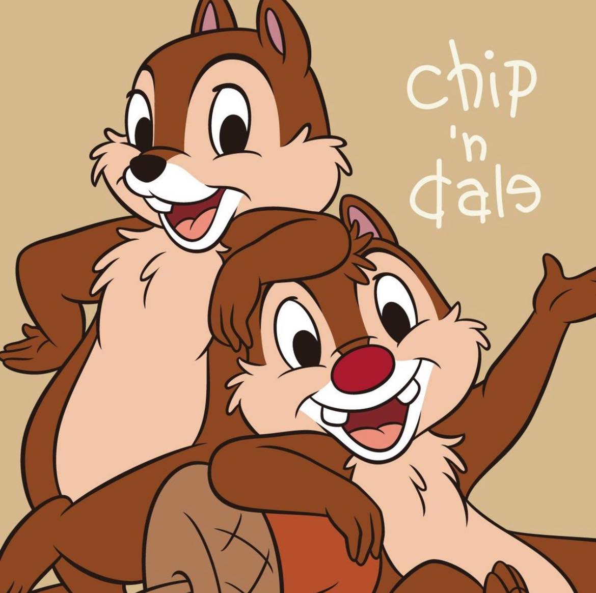 Disney's Chip and Dale cartoon chipmunks smiling at viewer