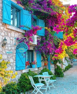 Colorful Mediterranean Village Street