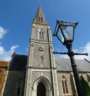 Stone Church with Lamppost