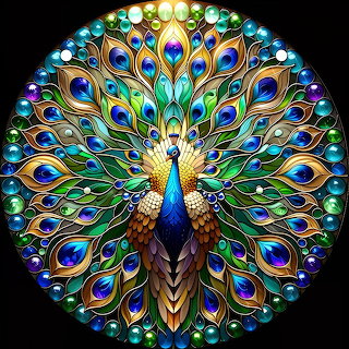 Peacock with Radiant Feather Display