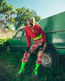 Woman Posing by Old Green Truck