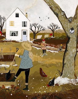 Girl Raking Autumn Leaves