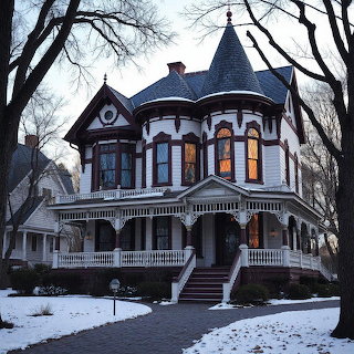Victorian Mansion Winter Twilight