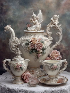 Ornate Cherub Tea Set