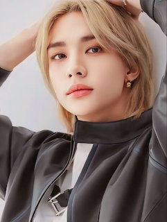 Portrait of K-pop idol Hyunjin from Stray Kids