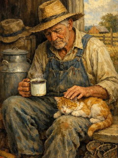 Cowboy with Cat