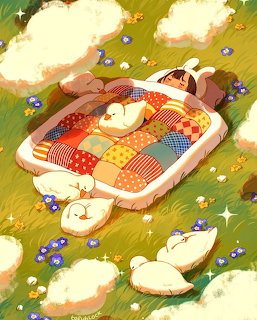 Sleeping Girl and Sheep