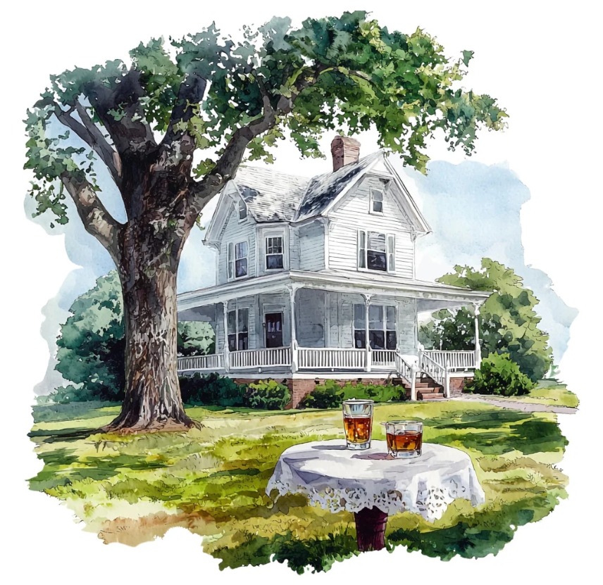 White Victorian Farmhouse Tree