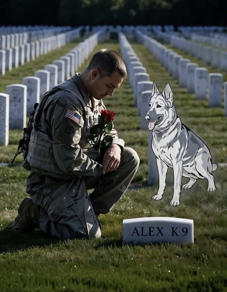 Soldier and K9 at Cemetery