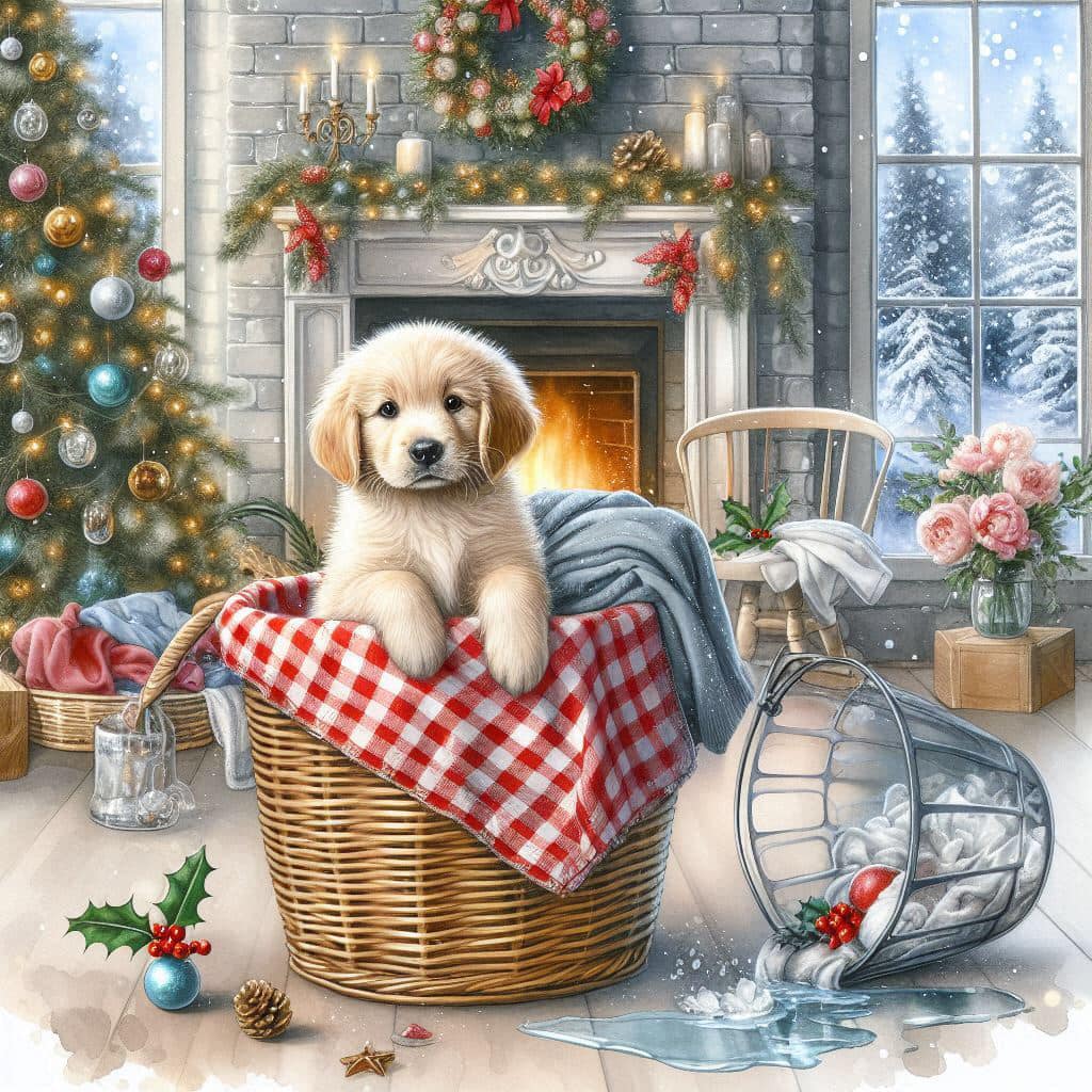Christmas Puppy Basket