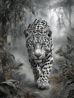 Jaguar in Misty Forest