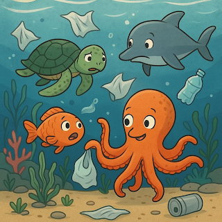 Ocean Pollution Cartoon