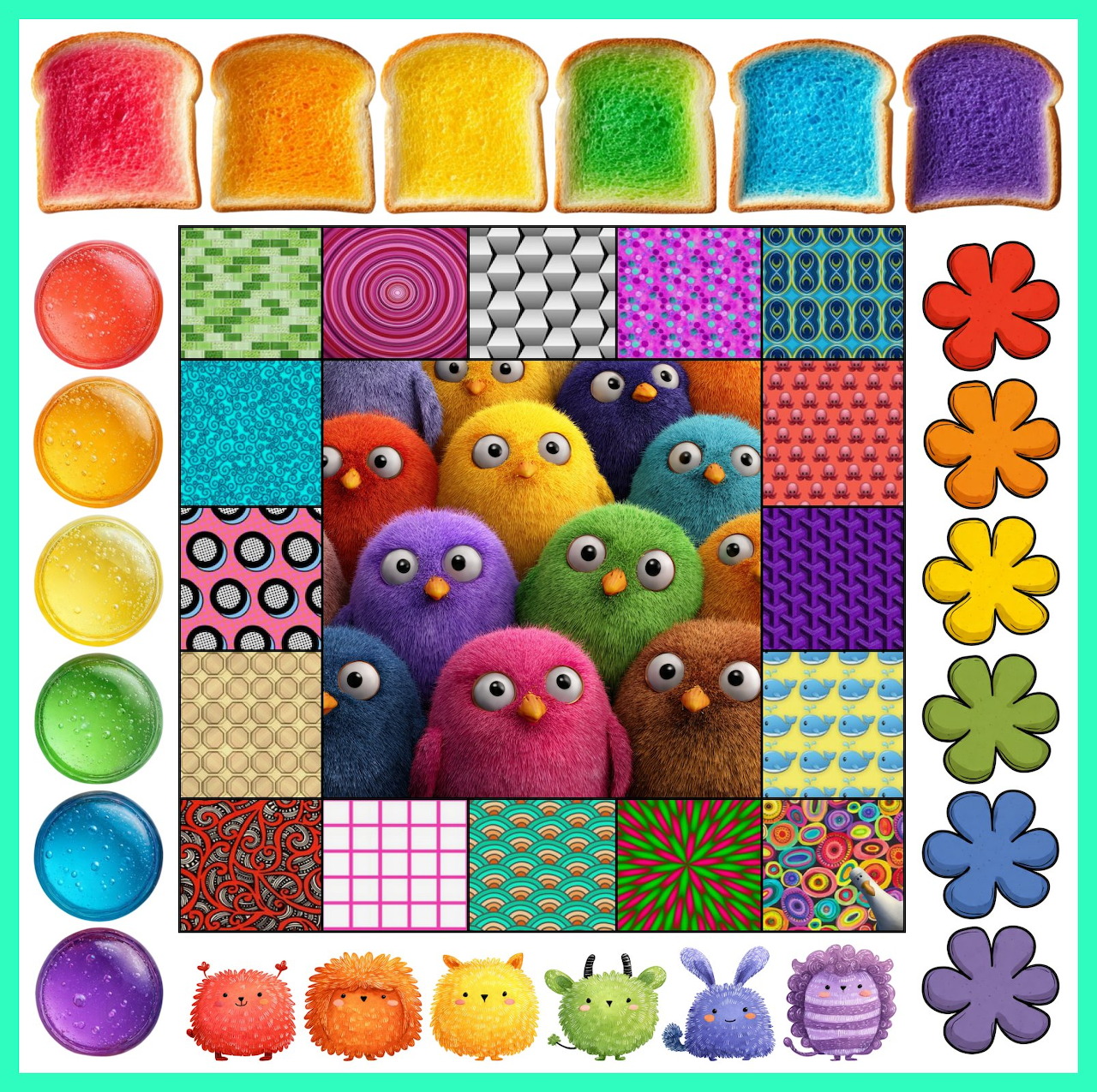 Colorful Birds Collage