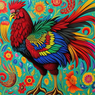 Colorful Rooster Art