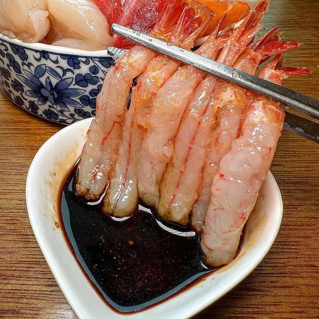 Shrimp sashimi raw