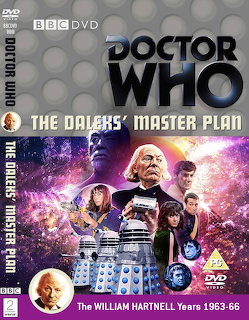 Doctor Who The Daleks' Master Plan DVD cover with William Hartnell, Daleks, and sci-fi characters