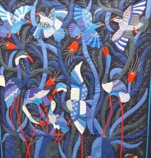 Blue Birds Textile Art