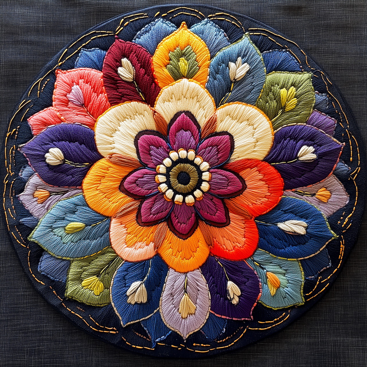Mandala silk embroidery