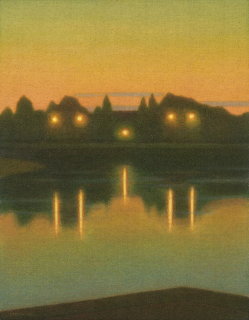 Lakeside Night Painting