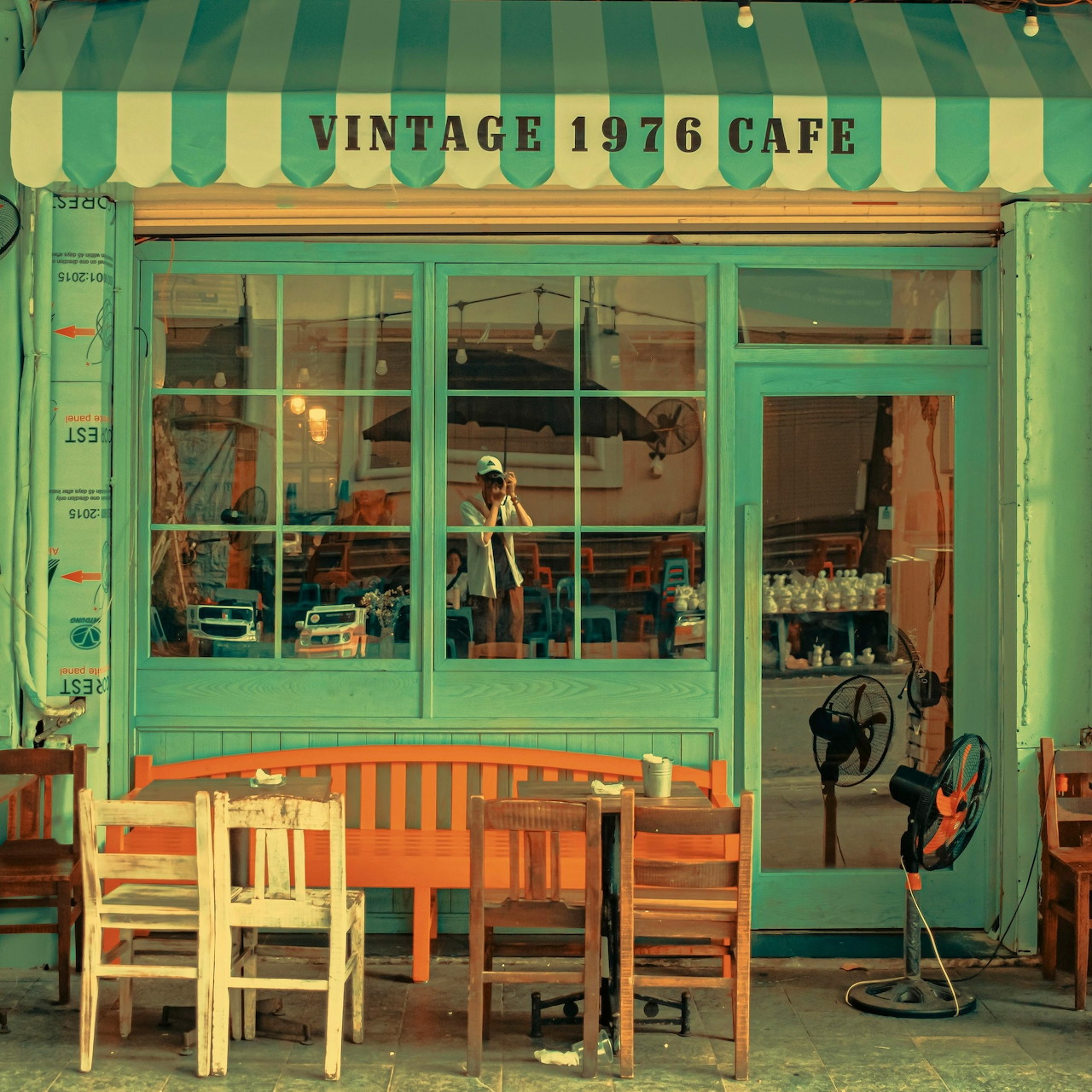 Vintage 1976 Cafe Storefront