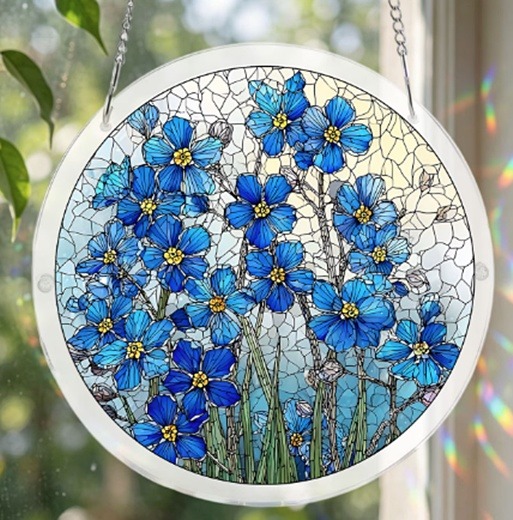 Forget Me Nots Stained Glass
