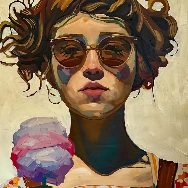 Woman with Sunglasses and Ice Cream