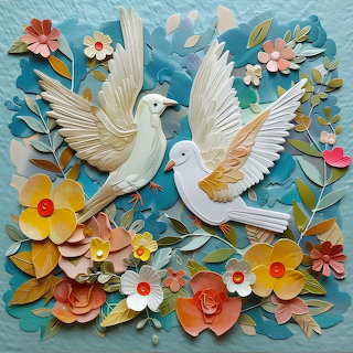Doves Paper Decoupage Art