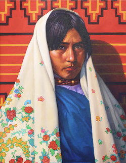 Navajo Woman Red Blanket
