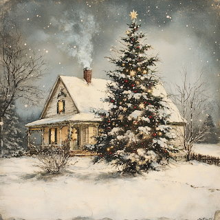 Snow-Covered Christmas Cottage