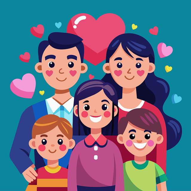 Happy Family Portrait Illustration