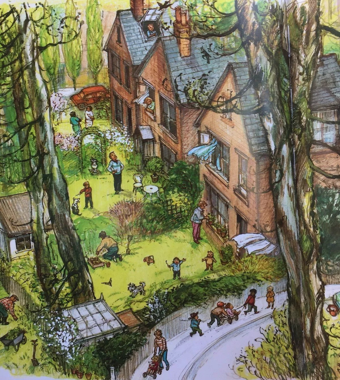 English Village Spring Scene