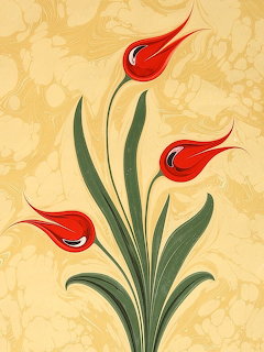 Ebru Tulip Marbling Art