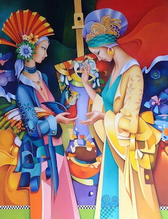 Colorful Figurine Family Group