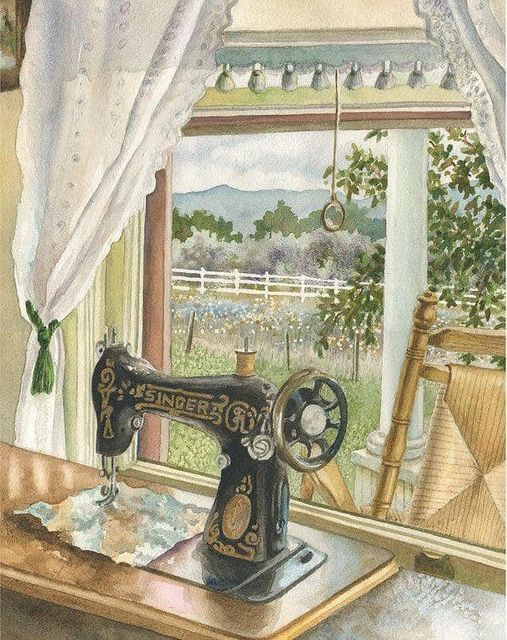 Vintage Sewing Machine by Window