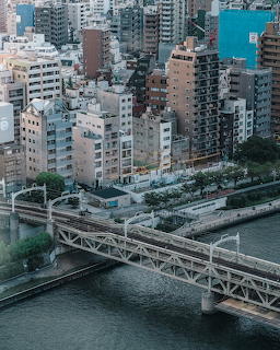Japanese City River Bridge