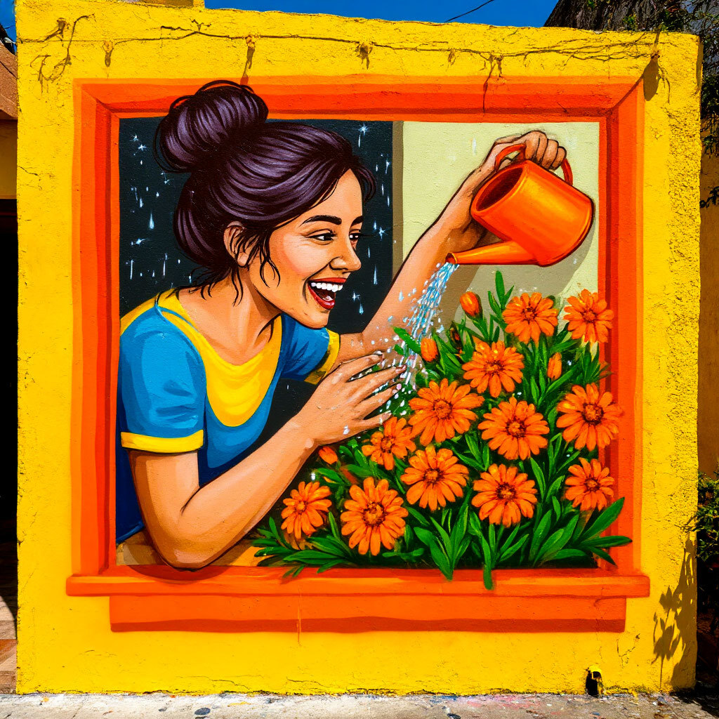 Whimsical Mural Window