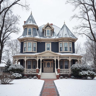 Victorian Mansion in Snow