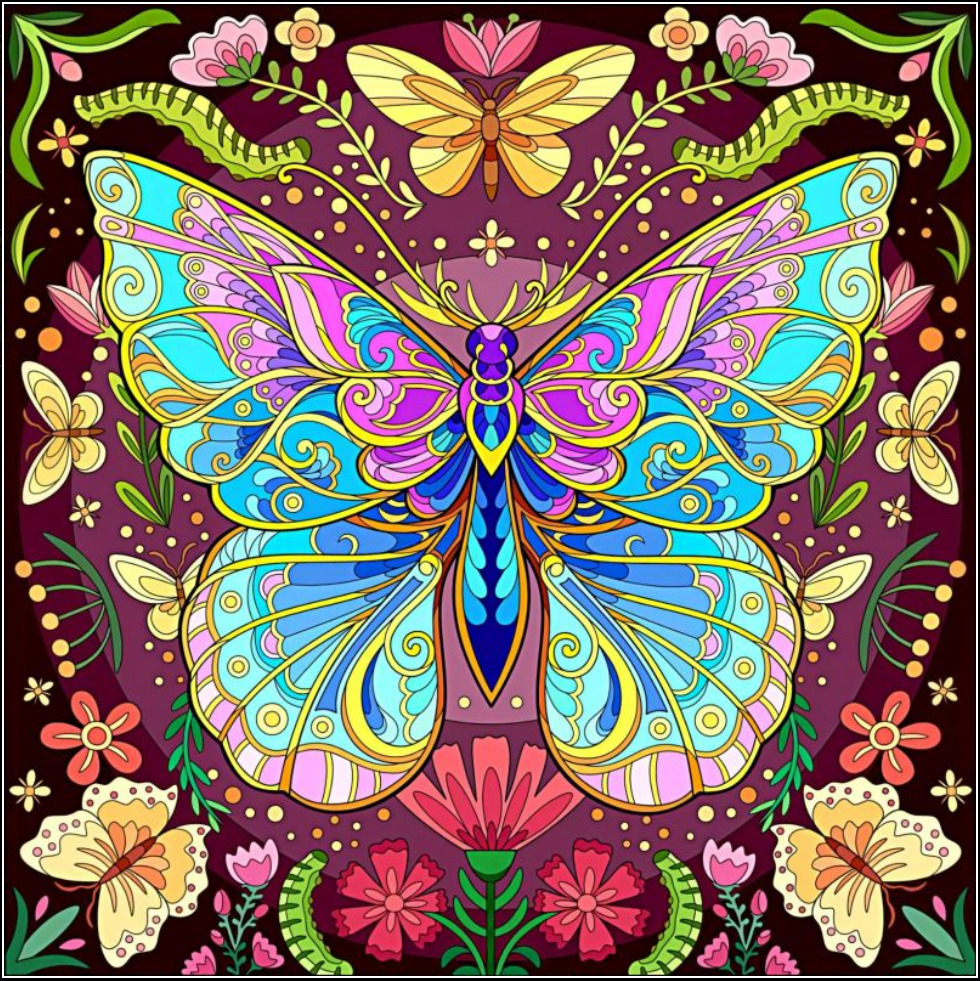 Colorful Butterfly Mandala