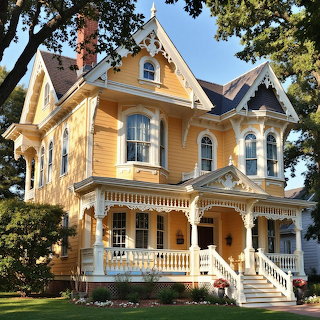 Victorian House Yellow Facade