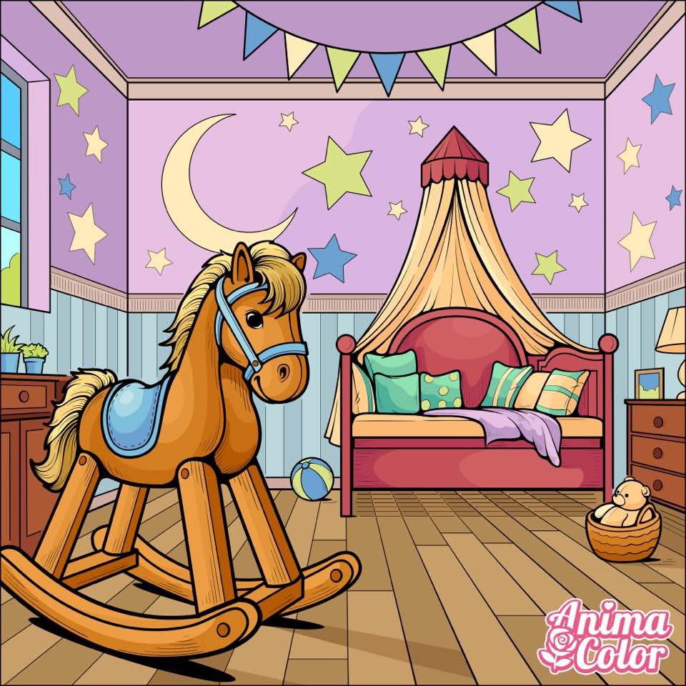 Children's Bedroom with Rocking Horse
